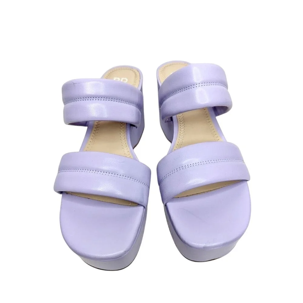 BP Raquelle‎ Purple Puffy Two Strap Platform Wedge Sandals Size 8M Lavender